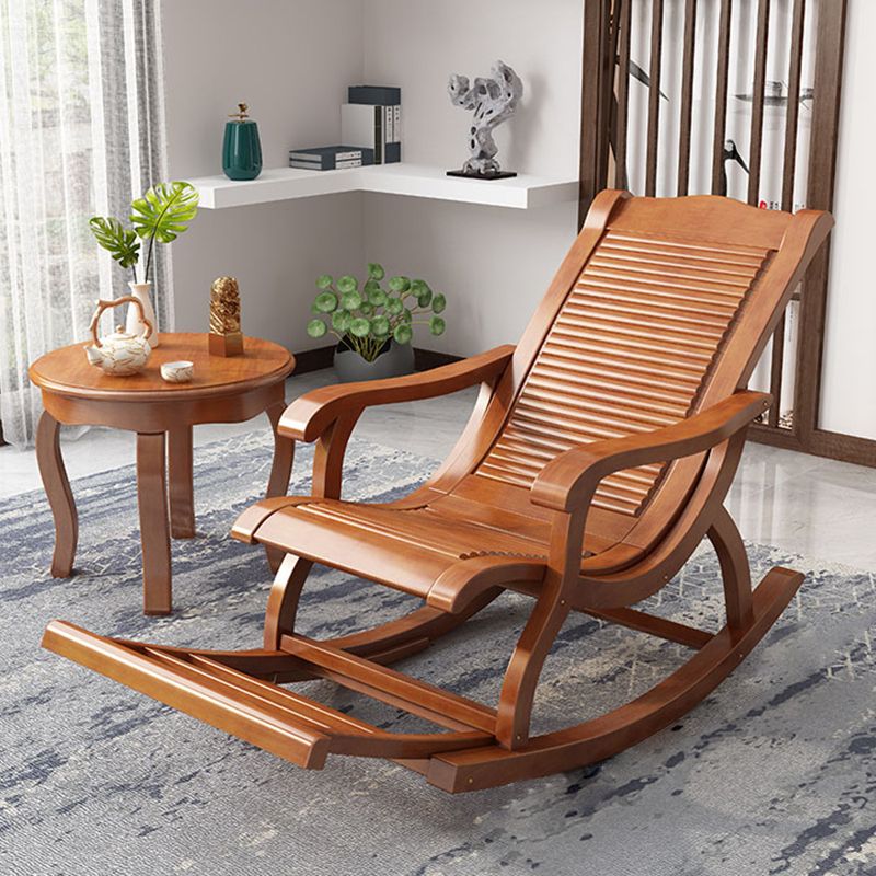 Antique Bamboo Rocking Chair Pure Color Rocker Chair for Living Room