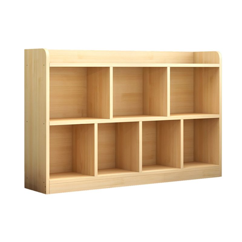 Closed Back Bookshelf Solid Wood Contemporary Style Natural Bookcase for Office