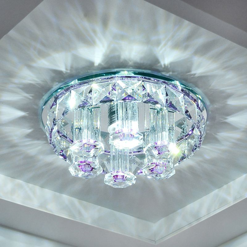 Prismatic Optical Crystal Round Flush Mount Minimalism Clear LED Flush Ceiling Light Fixture