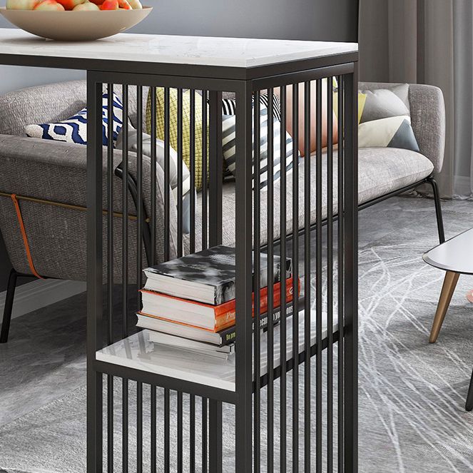 Contemporary Bar Dining Table Double Pedestal Bar Height Table with Shelf