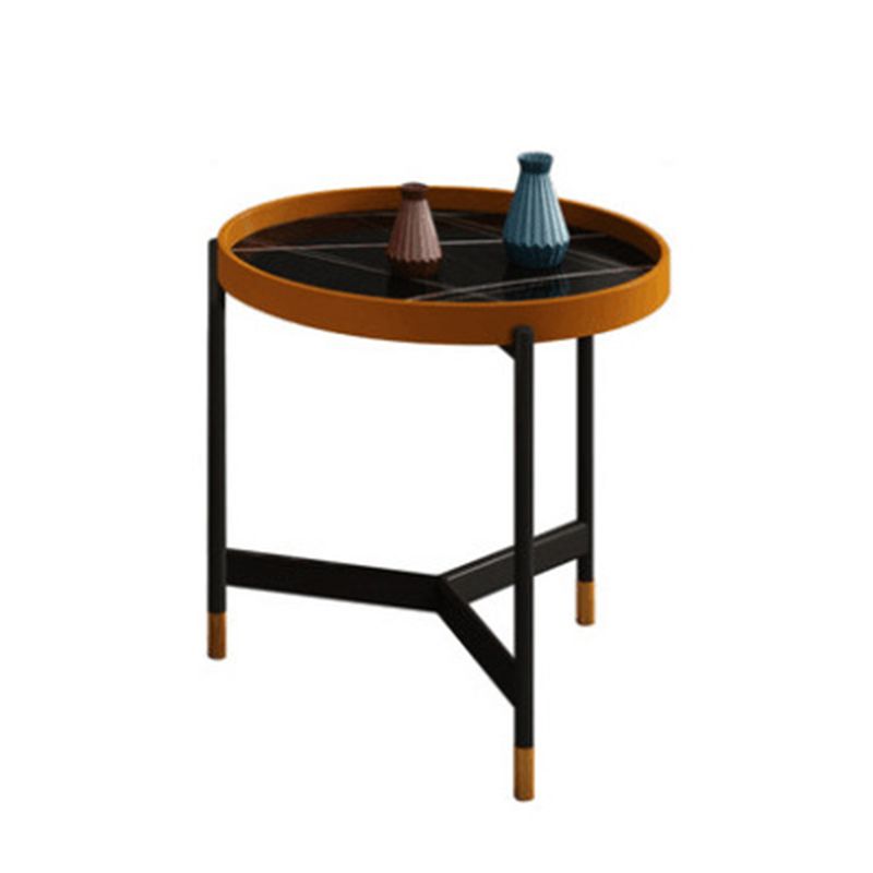 Modern Tray Top 3 Legs Coffee Table Slate and Steel Round Table