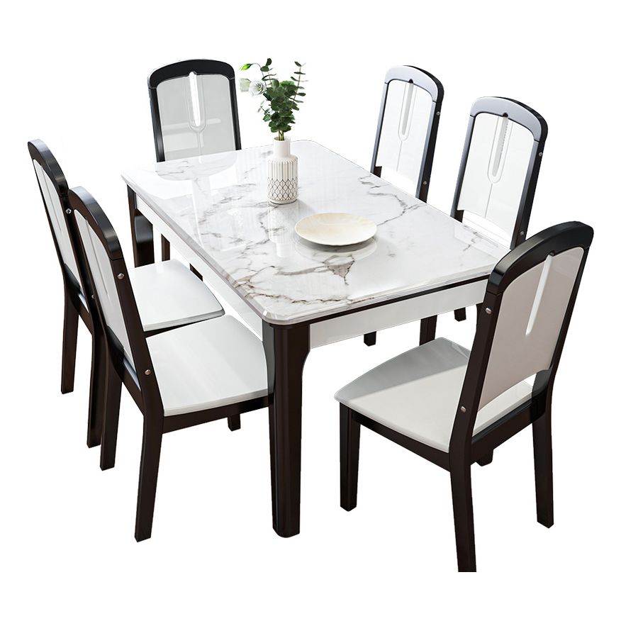 Dining Room Set Modern with Sintered Stone Dining Table and Solid Wood Chairs