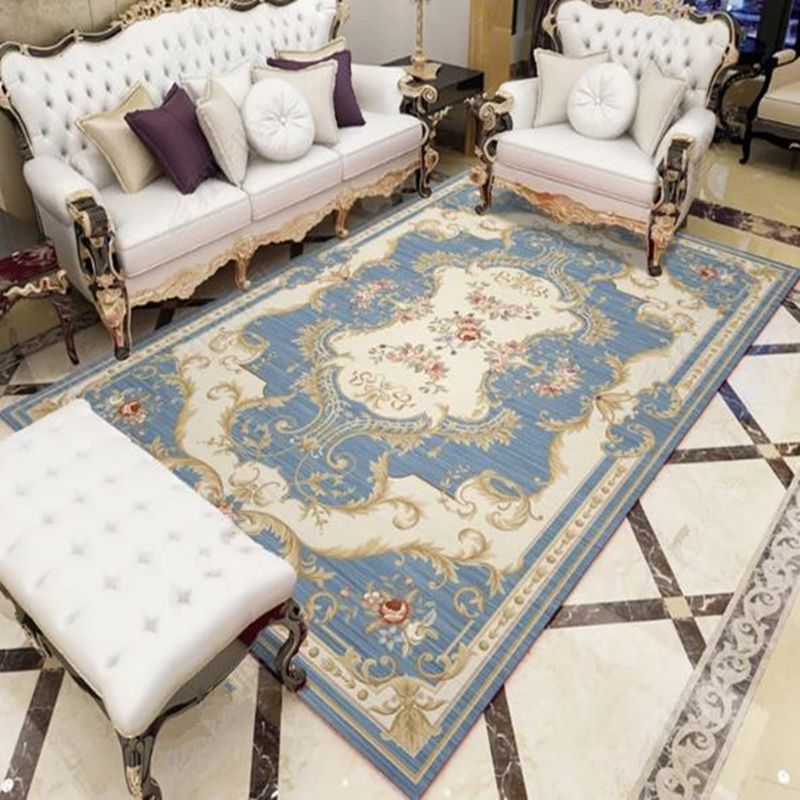 Nostalgia Medallion Pattern Carpet Polyester Area Rug Non-Slip Backing Indoor Rug for Living Room