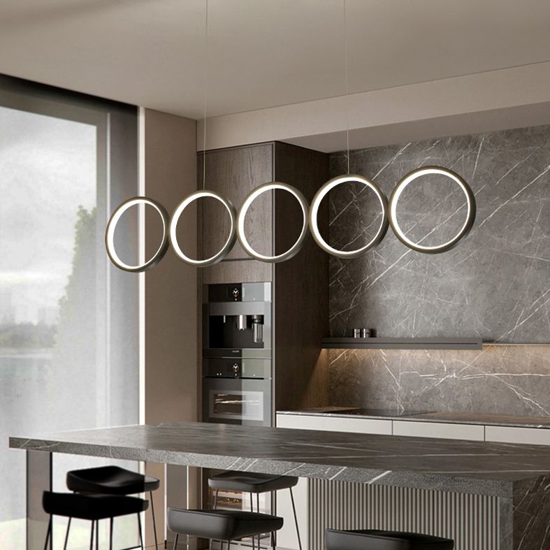 Lampada sospesa a LED ANULUS nero in moderna luce da soffitto da interno in ferro battuto con ombra acrilica