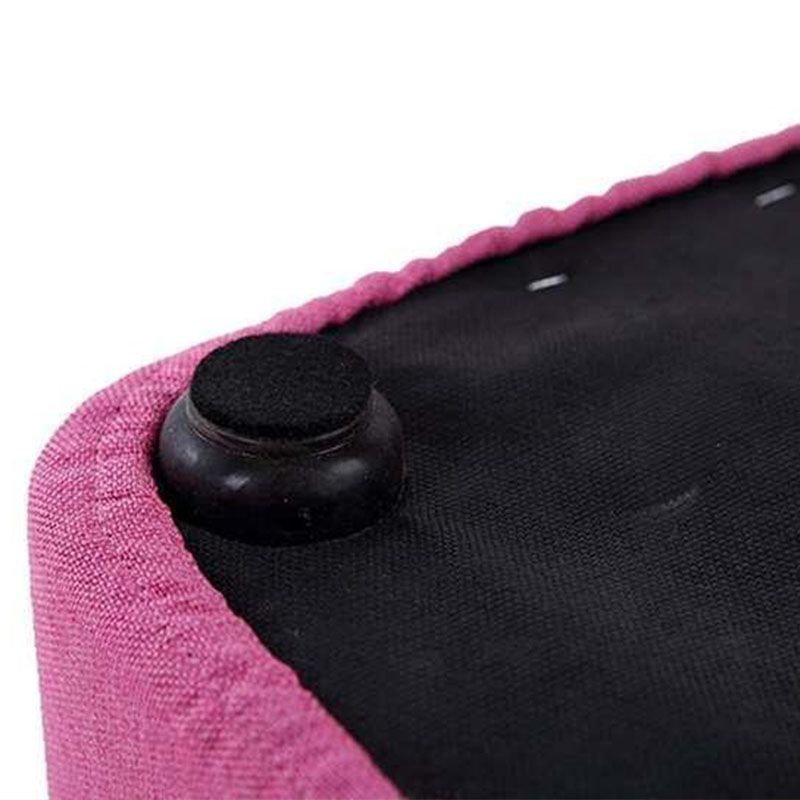 Contemporary Square Shape Cube Linen Blend Upholstered Ottoman