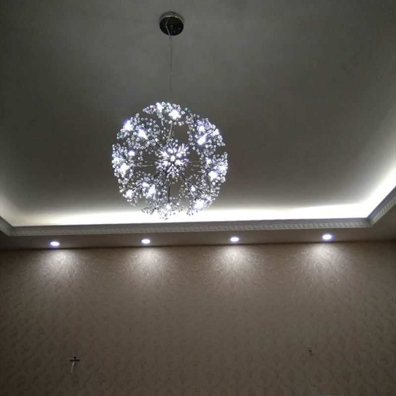 Modern Style Chandelier Light Crystal Sphere Multi Head Pendant Light for Living Room