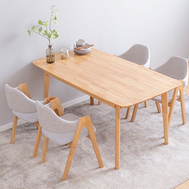 Modern Rectangle Dining Table Solid Wood 4 Legs Dining Table for Home Use