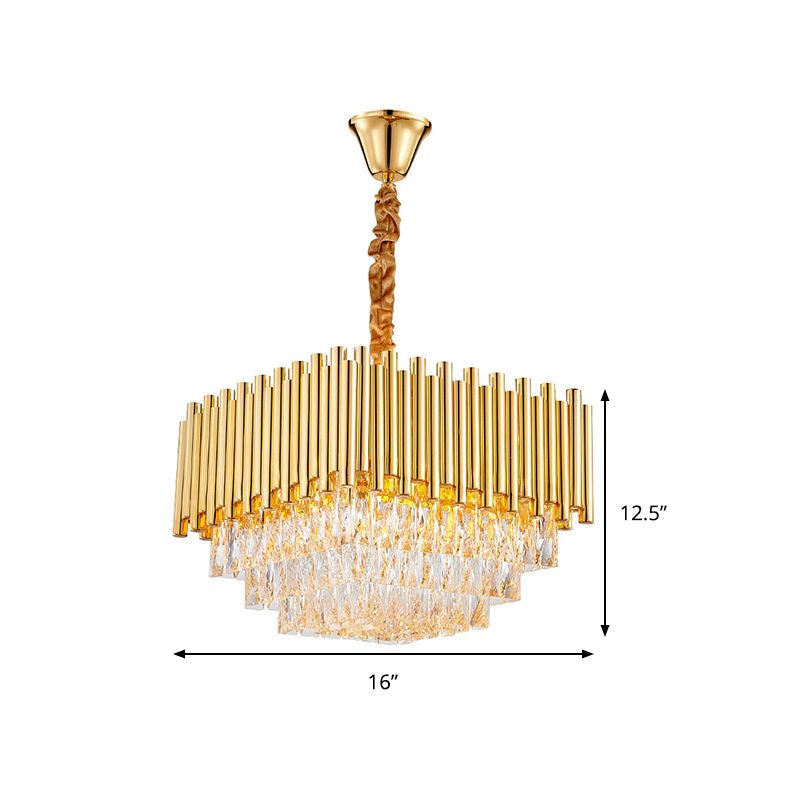 Luz de techo colgante de Golden Square con lámpara de lámpara de lámpara de luces de luces de cristal, 16 "/19.5" /23.5 "