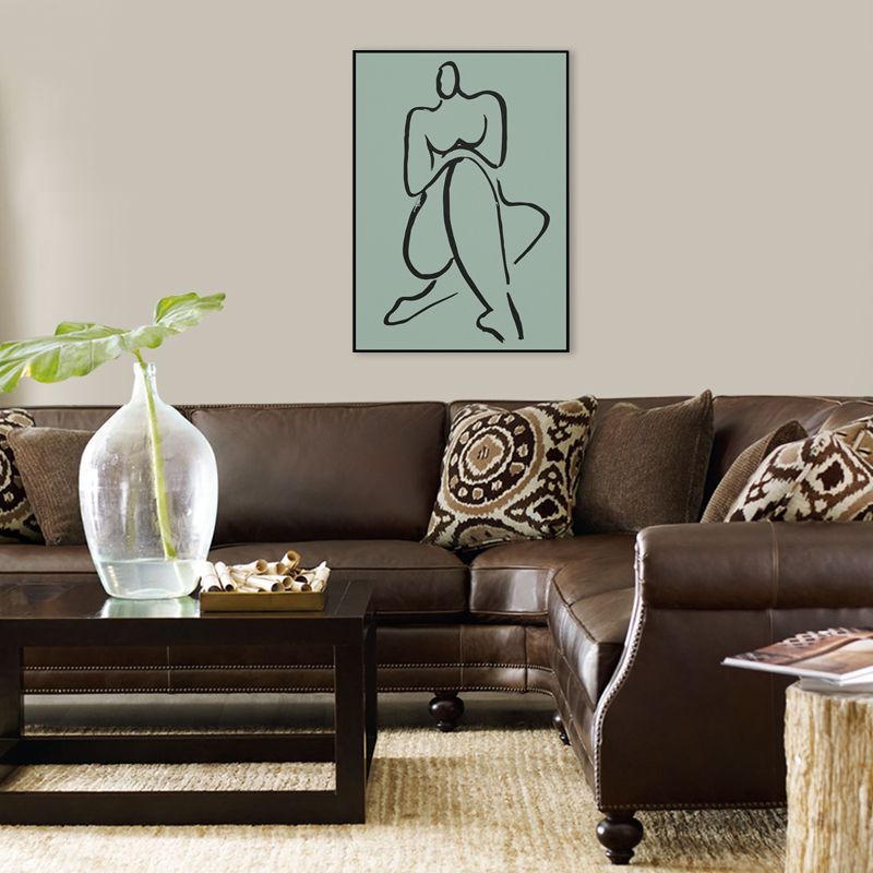 Pastel Line Figure Sketch Canvas Textured Minimalist Sitting Room Wall Art Print