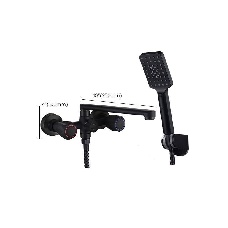Modern Tub Faucet Trim Black Wall Mounted Swivel Spout with Handheld Shower