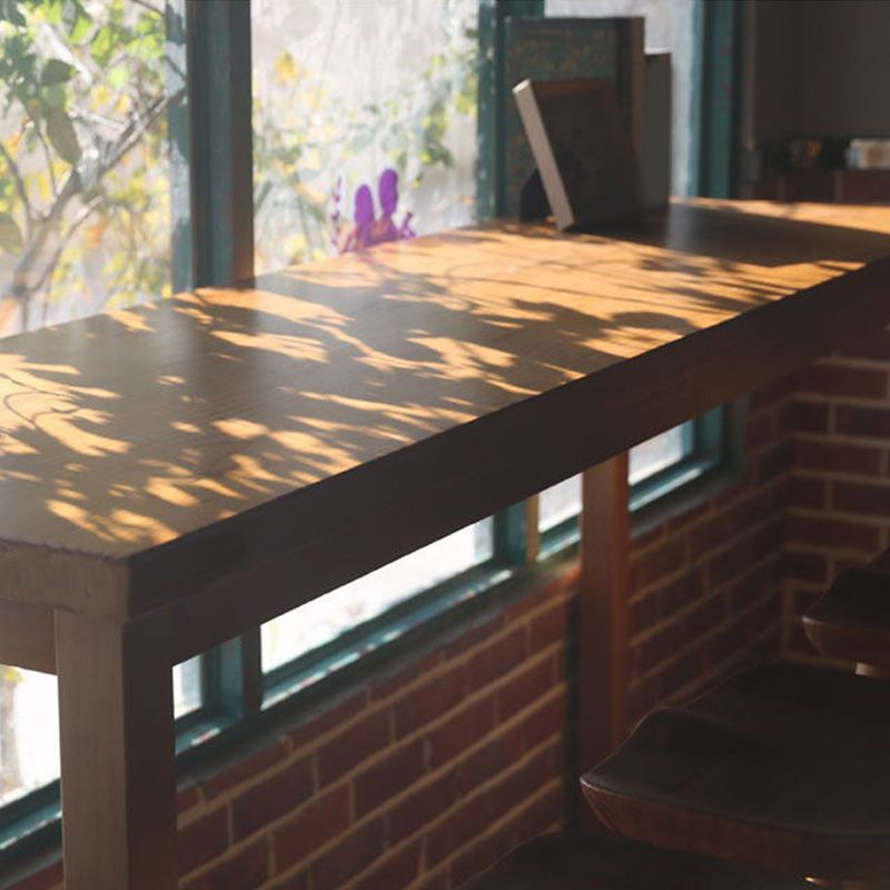 Modern Bar Height Table Solid Wood Top Bistro Pub Table with Wood Legs