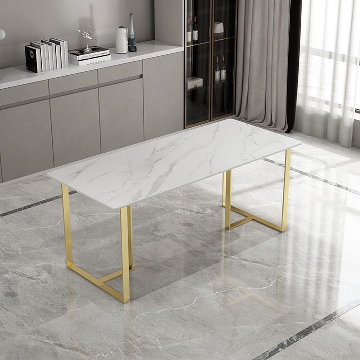 Contemporary Dining Set 1/5 Pcs Rectangle Stone Dining Table with Upholstered Chairs