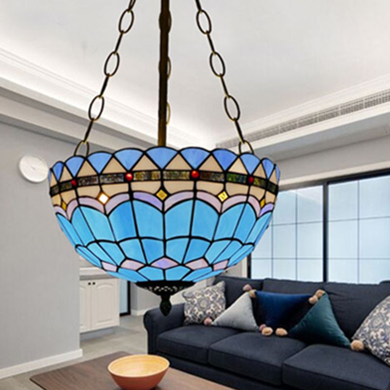Kroonluchter verlichtingsarmatuur Tiffany-stijl koepelvormige gekleurd kunstglas hangende kroonluchter