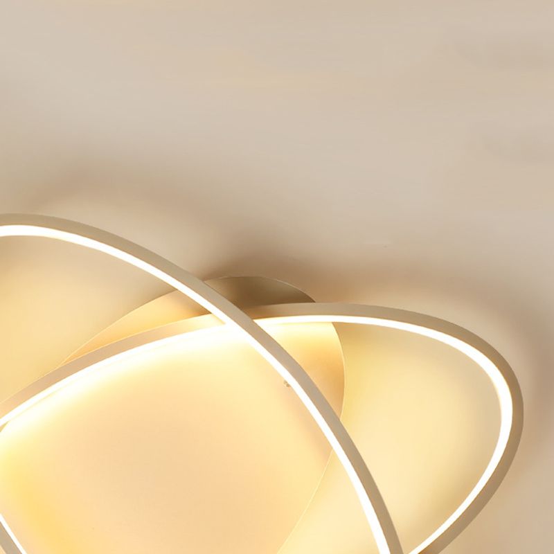 2-Lights Circle Semi Flush Mount Light Metal Modern Style Semi Flush Mounted Ceiling Led Lights