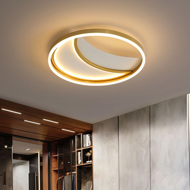 Moon Bedroom Ceiling Mounted Light Acrylic LED Creative Flush Mount Spotlight in Gold
