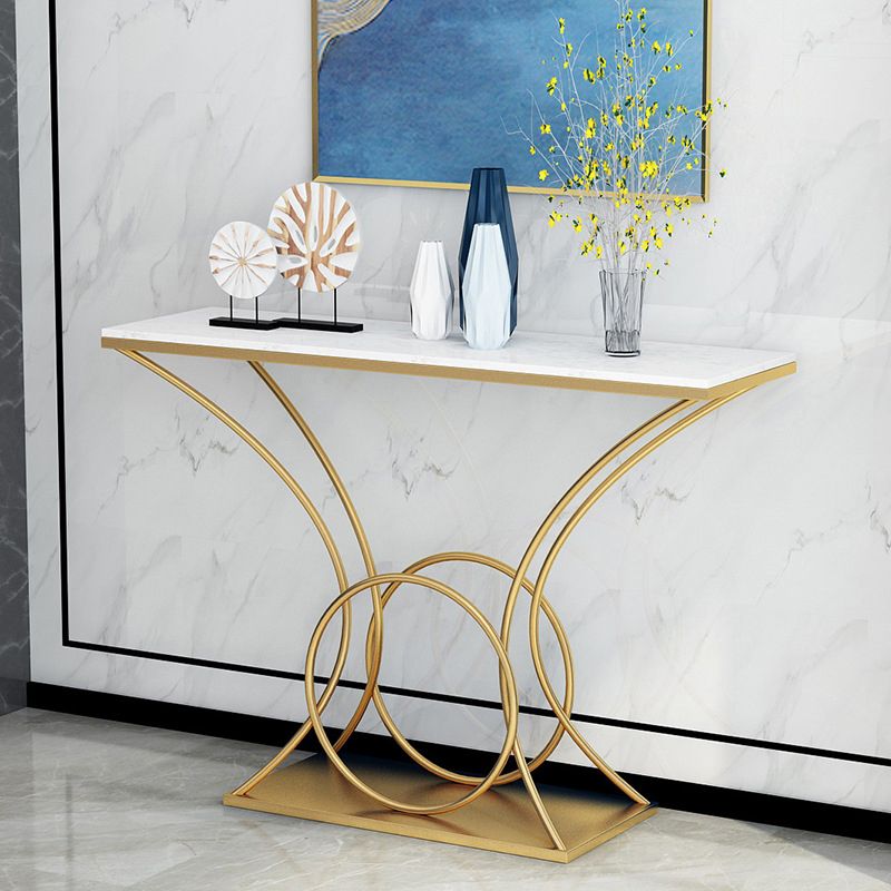 Marble Glam Console Table 31.5" Tall 1-shelf Accent Table for Hall