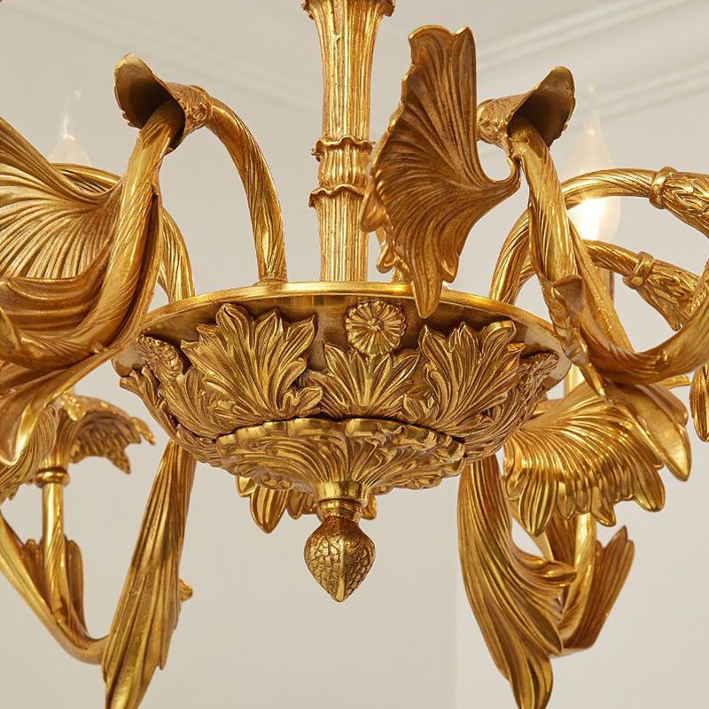 Swooping Arm Metal Chandelier Light Fixtures Antique Living Room Suspended Lighting Fixture