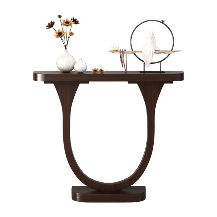 Solid Wood Half Moon Console Table 33.46" Tall 1-shelf Accent Table