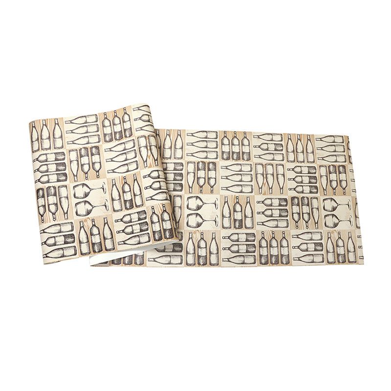 Wine Bottles Wallpaper Roll for Coffee Shop Decor in Natural Color, 20.5"W x 33'L