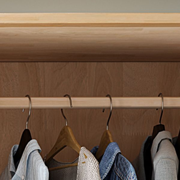 Freestanding Solid Wood Wardrobe Modern Wardrobe Armoire with 2 Doors and 1 Drawer