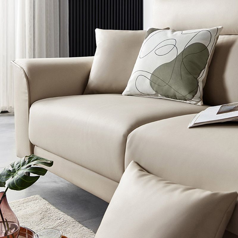 Contemporary Style Faux Leather Solid Color Sewn Pillow Back Sofa