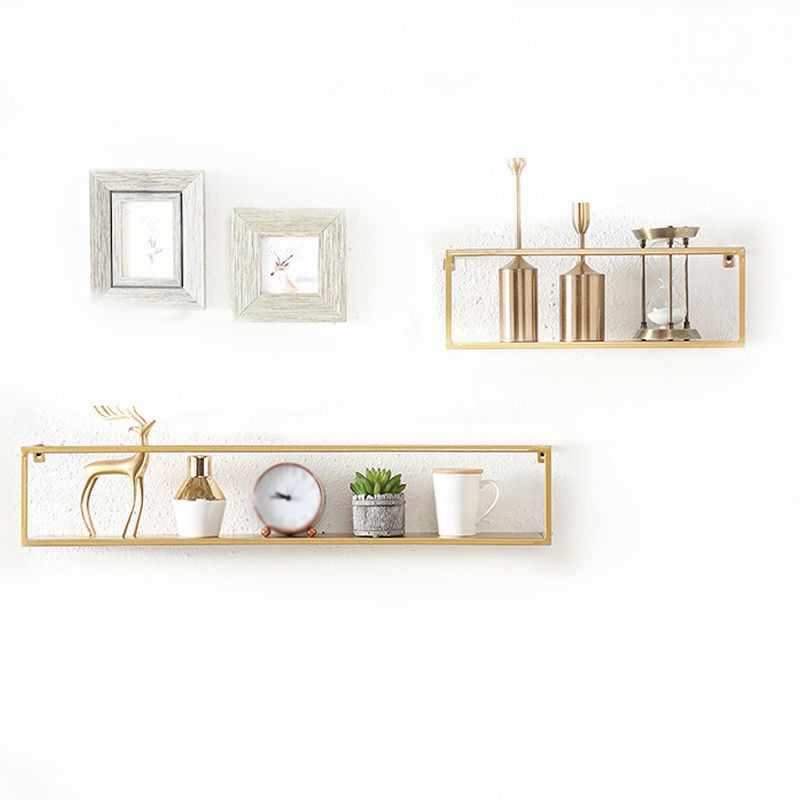 Industrial Style Metal Bookcase Wall Mounted Rectangular Shelves