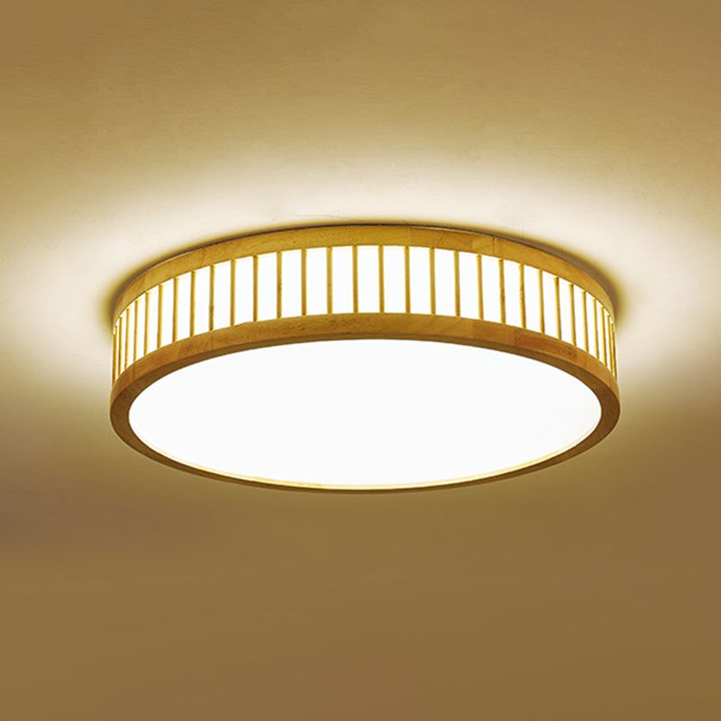 Log Color Geometric LED Flush Mount in Modern Creative Style Wooden Ceiling Light with Acrylic Shade