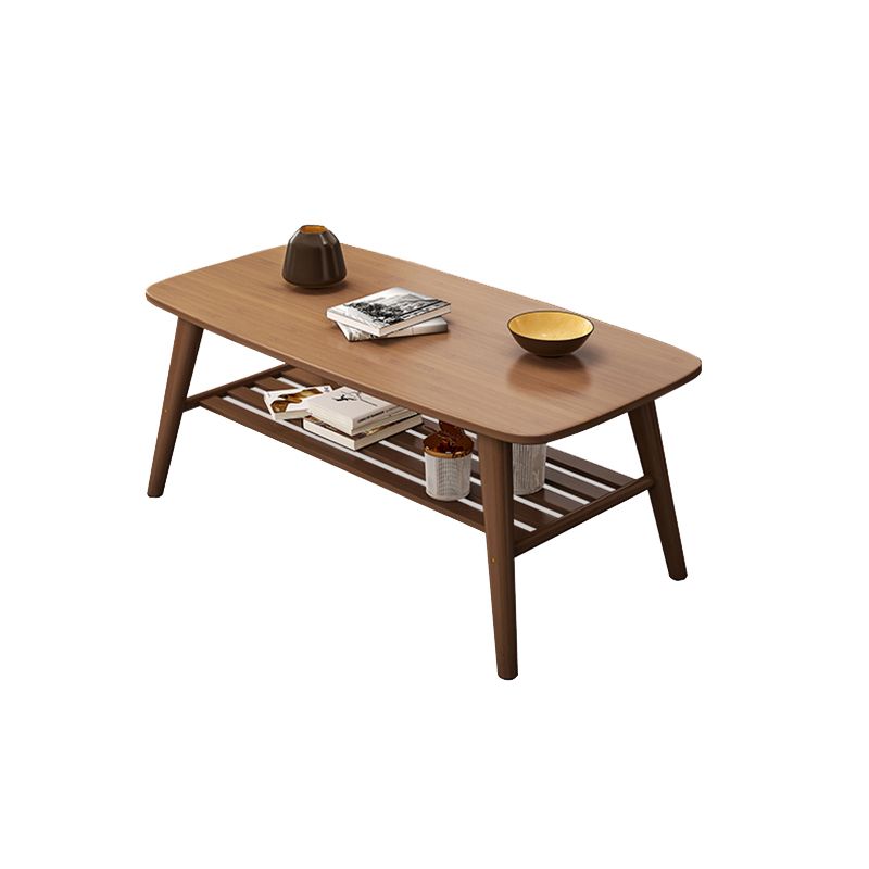 4 Legs Coffee Table Single Modern Oval Cocktail Table with Shelf