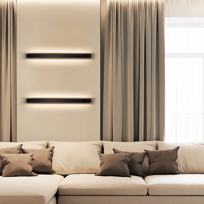 Square Shape Metal Wall Sconce Modern Style Single Light Wall Lighting Fixtures in Black