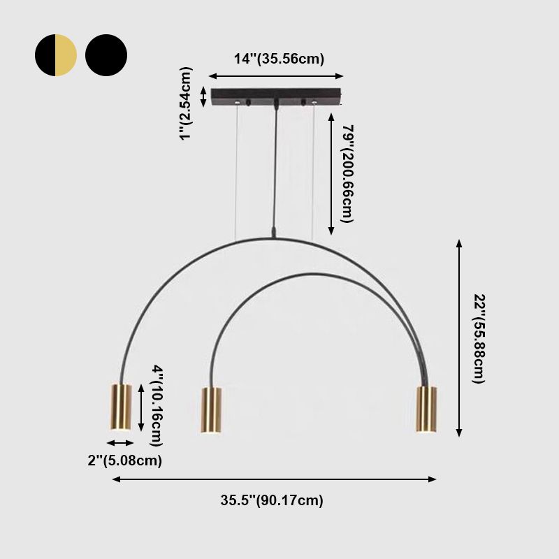 Lampadari cilindrici Isola Luci a sospensione Luci a sospensione contemporanea per il metallo dell'isola da cucina