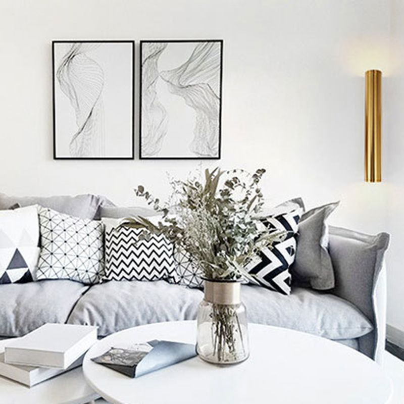 Cylindrical Aluminum LED Wall Light Post-modern Simplicity Metal Bedside Lamp in Electroplated Gold