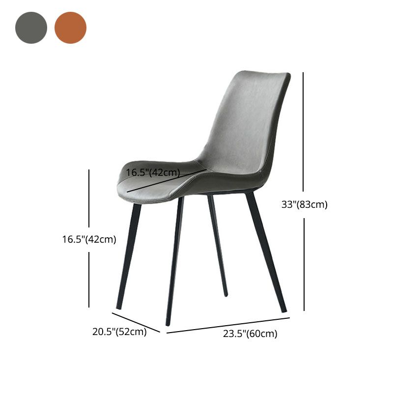 Industrial Style Solid Back Chair for Kitchen Faux Leather Dining Chairs