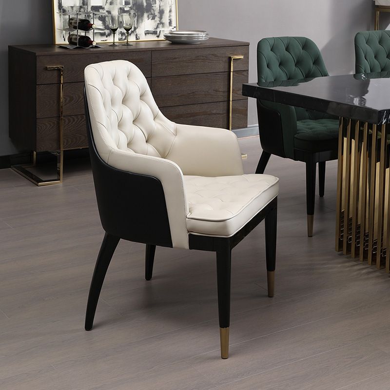 Modern Style Parsons Chair Home Solid Wood Legs Dining Arm Chair