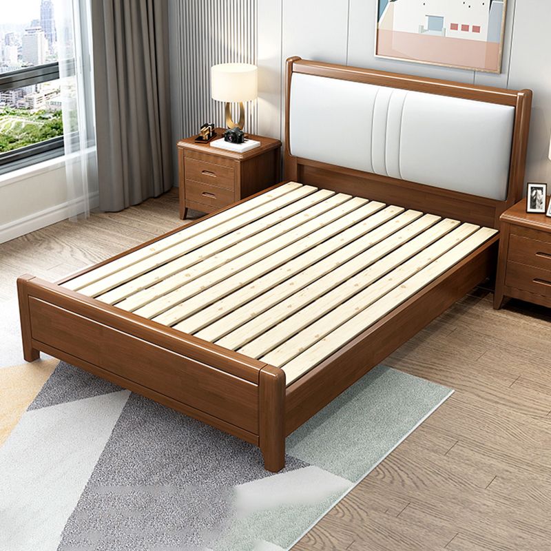 Solid Wood Footboard Bed Beveled Headboard Bed with Custom Legs