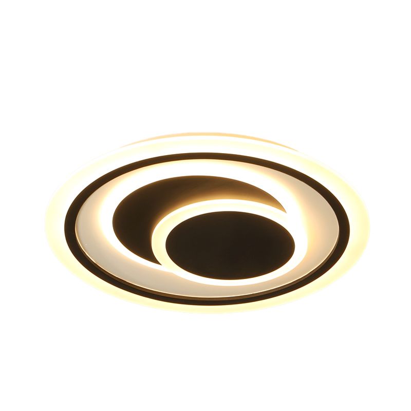 16.5"/20.5" W Simplicity Ceiling Light Fixture Black 3 Rings LED Flush Mount Lamp with Acrylic Shade for Bedroom