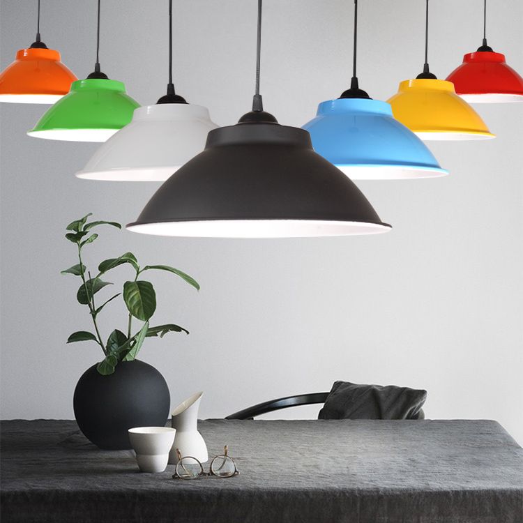 Aluminum Bell Suspension Pendant Light Industrial 1 Head Dining Room Drop Lighting