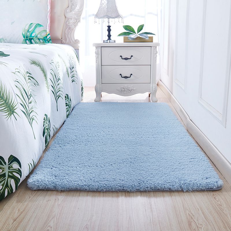 Casual Solid Rug Polyester Indoor Carpet Non-Slip Backing Shag Area Carpet for Living Room