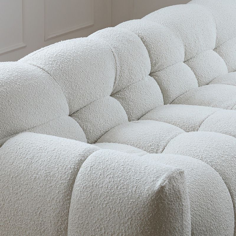 Biscuit Back Seating Square Arm Sofa in White for Living Room