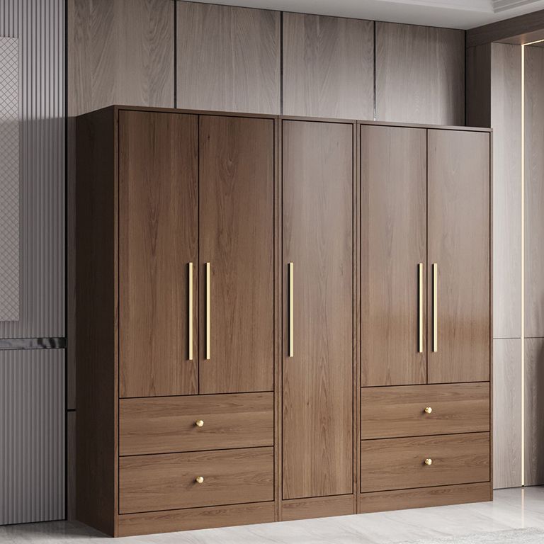 Brown Engineered Wood Wardrobe Closet Modern Wardrobe Armoire