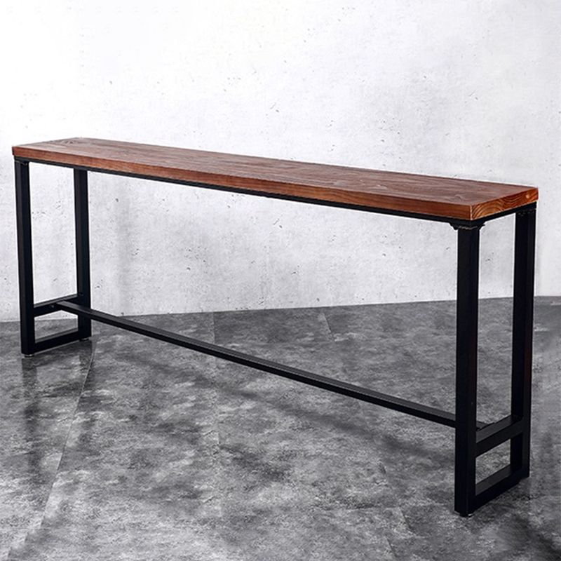 Industrial Solid Wood Bar Table Trestle Base Dining Table for Bistro