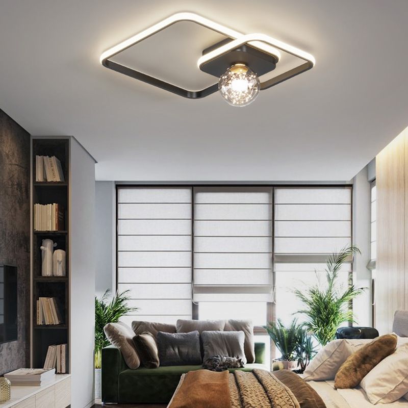 Modern Style Linear Shape Ceiling Fixtures Metal 3 Light Flush Ceiling Light Fixtures