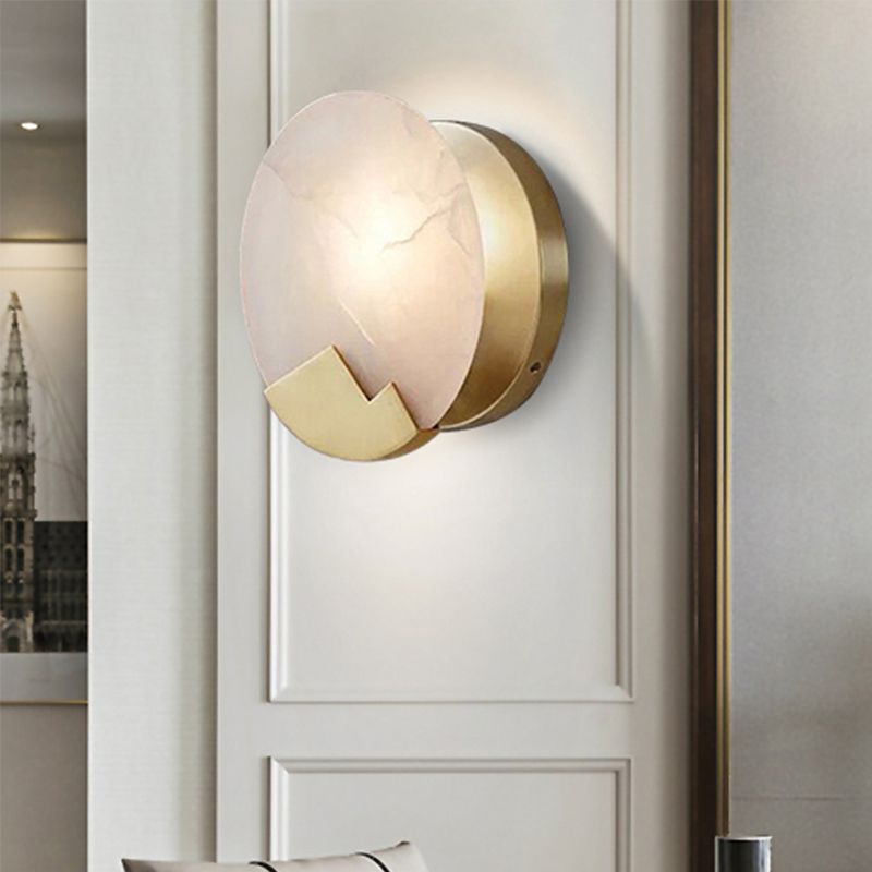 Éclairage mural à bougies traditionnels 1 lampe murale à tête 1 tête en or avec marbre rond