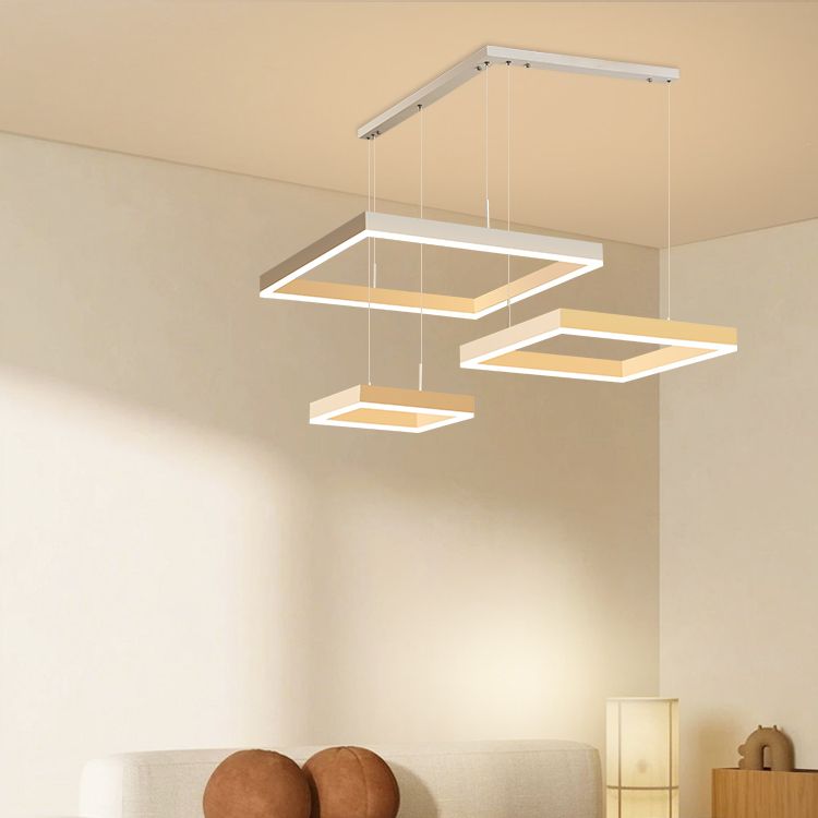 Moderne verlichting kroonluchters Meerdere vierkanten Opgeslepen verlichtingsarmaturen voor woonkamer