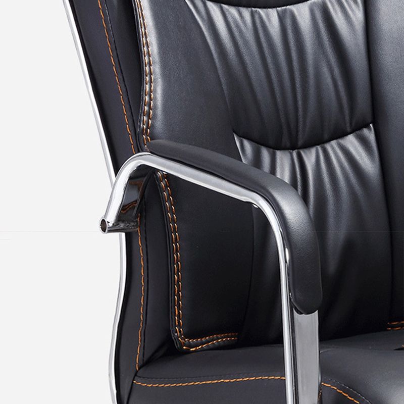 Faux Leather Task Chair Modern High Back Office Chair with Fixed Arms