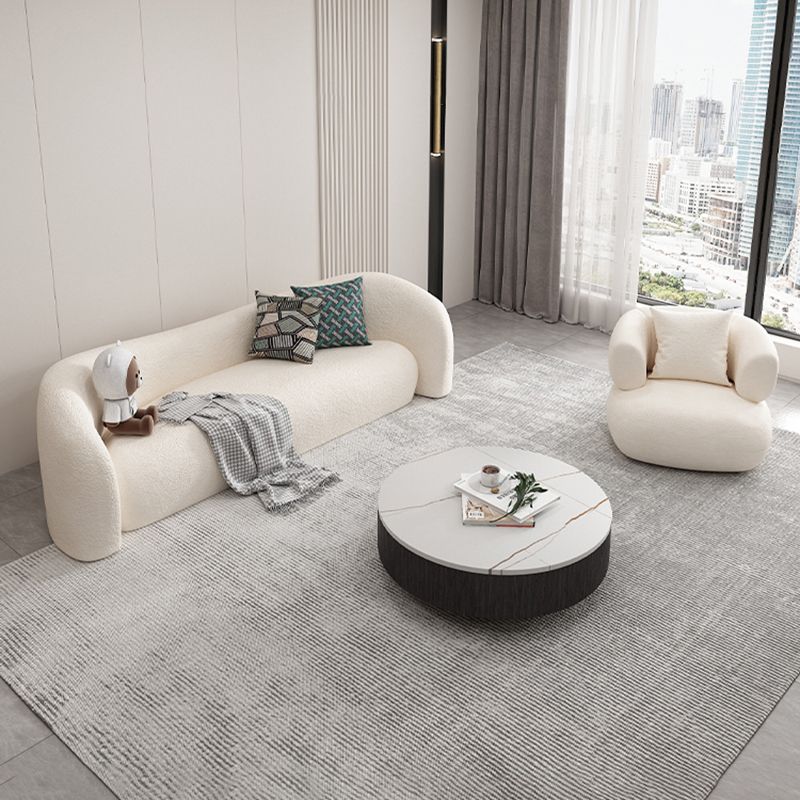 Wool Contemporary Sloped Arm Sofa Curved Sofa for Living Room, Apartment