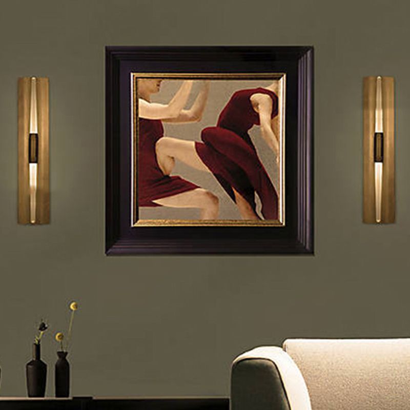 1 Light Tubular Wall Lamp Simplicity Hand Paint Black/Gold Metallic Wall Mounted Lighting