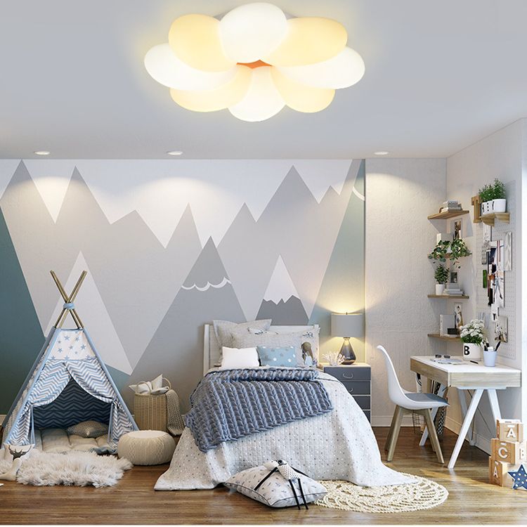 Flower Flush Mount Lighting 1 Light Plastic Kids Flush Ceiling Light Fixtures for Girls Bedroom
