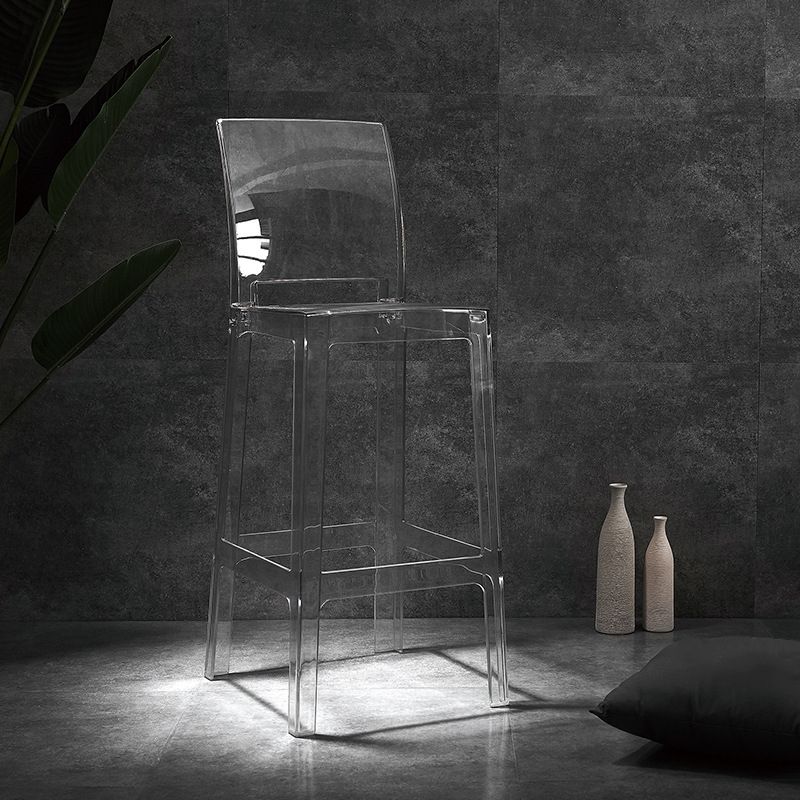 Industrial Style Plasticr Bar-stool Square Seat Counter Bar Stool with Plastic Legs