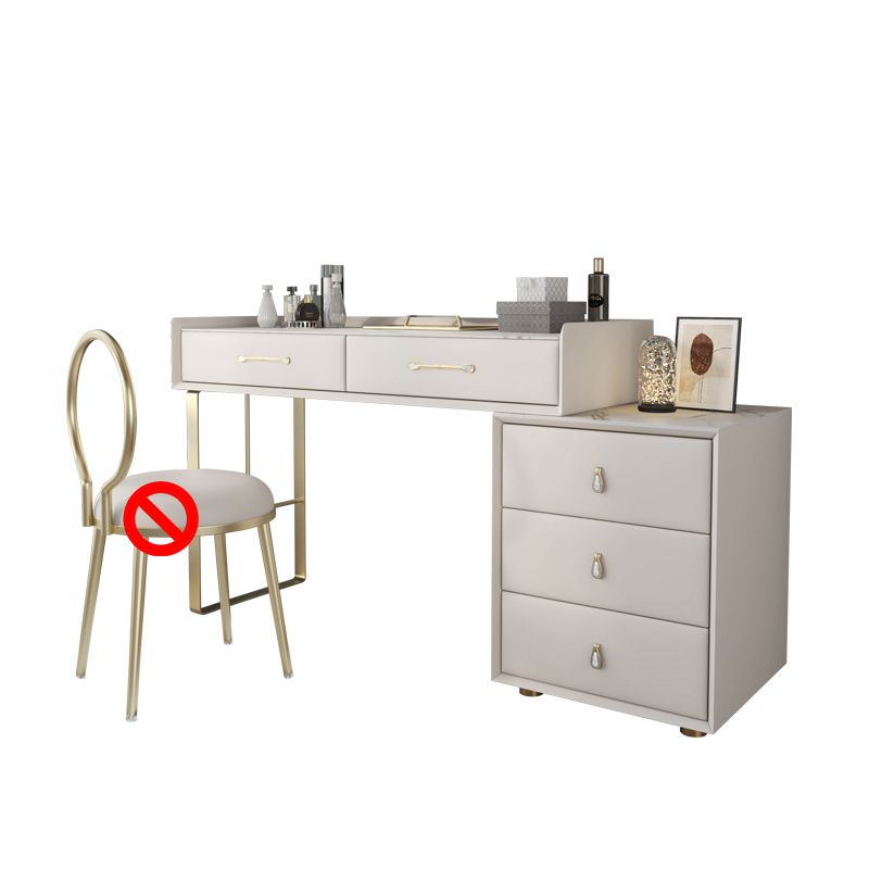 Contemporary Pine Makeup Vanity Desk 5-Drawers Vanity Makeup Table Set