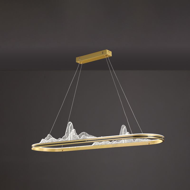 Contemporary Oval Island Lighting Metal 1 Light Island Light Fixture for Kitchen